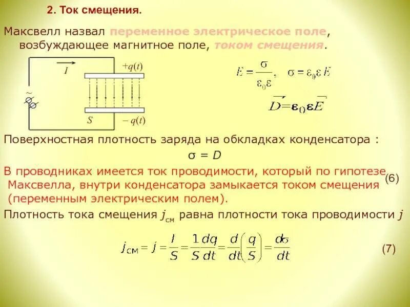 Плотность электрического тока смещения. Поверхностная плотность заряда формула. Плотность тока смещения в конденсаторе. Плотность тока смещения формула. Максимальное напряжение на обкладках