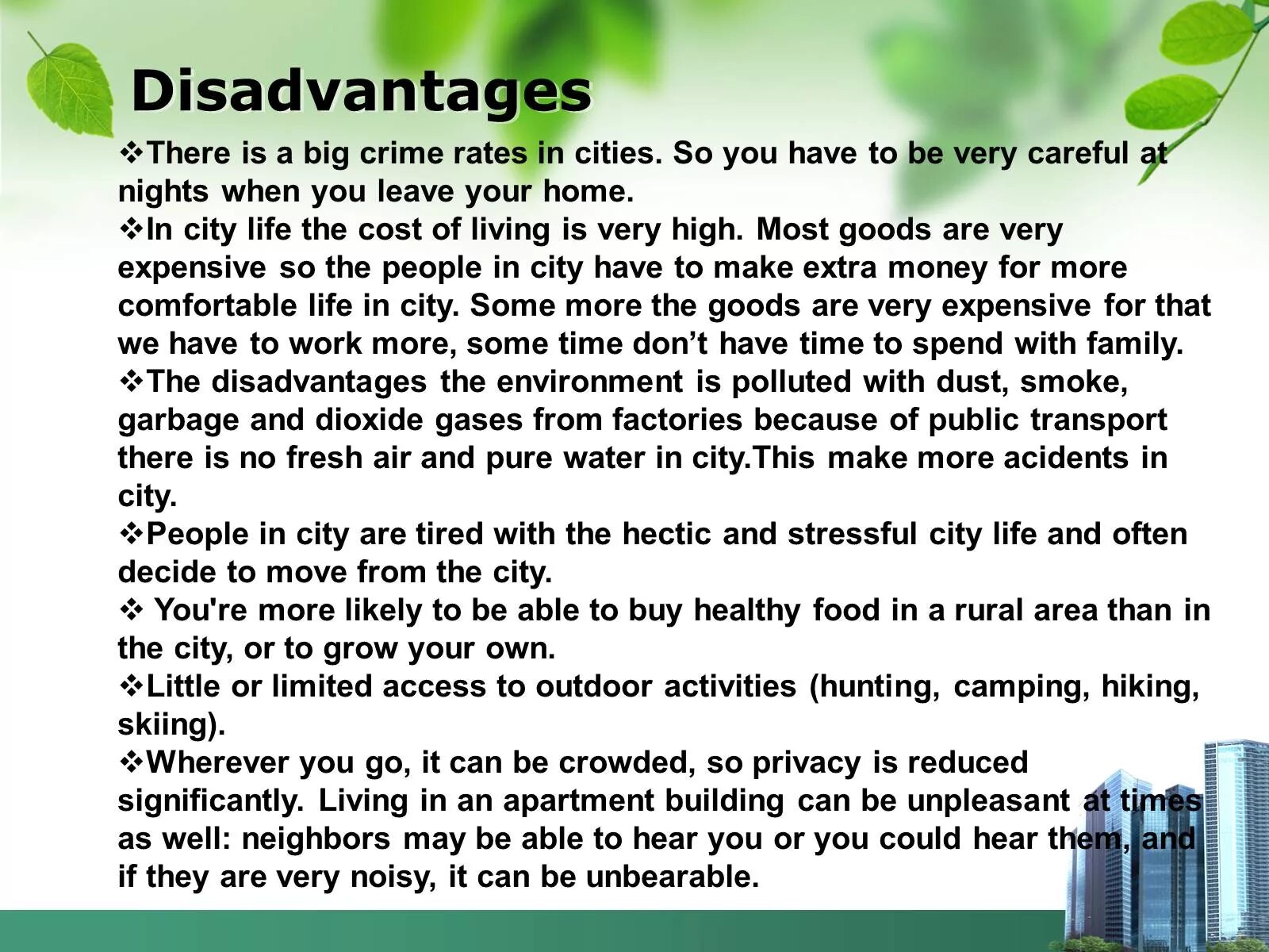 City Life advantages and disadvantages. Темы для эссе по английскому advantages and disadvantages. Темы эссе advantages and disadvantages. Disadvantages of Living in the City.