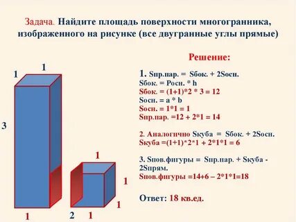 Площадь поверхности на чертеже