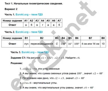 Стартовая работа 7 класс