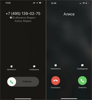 Алиса узнает кто звонит