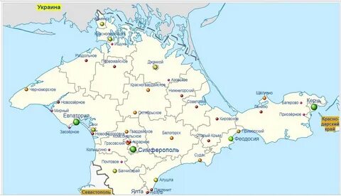 Крымский полуостров на контурной карте