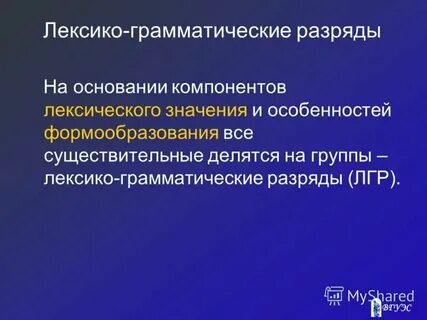 Лексико грамматическая группа слов