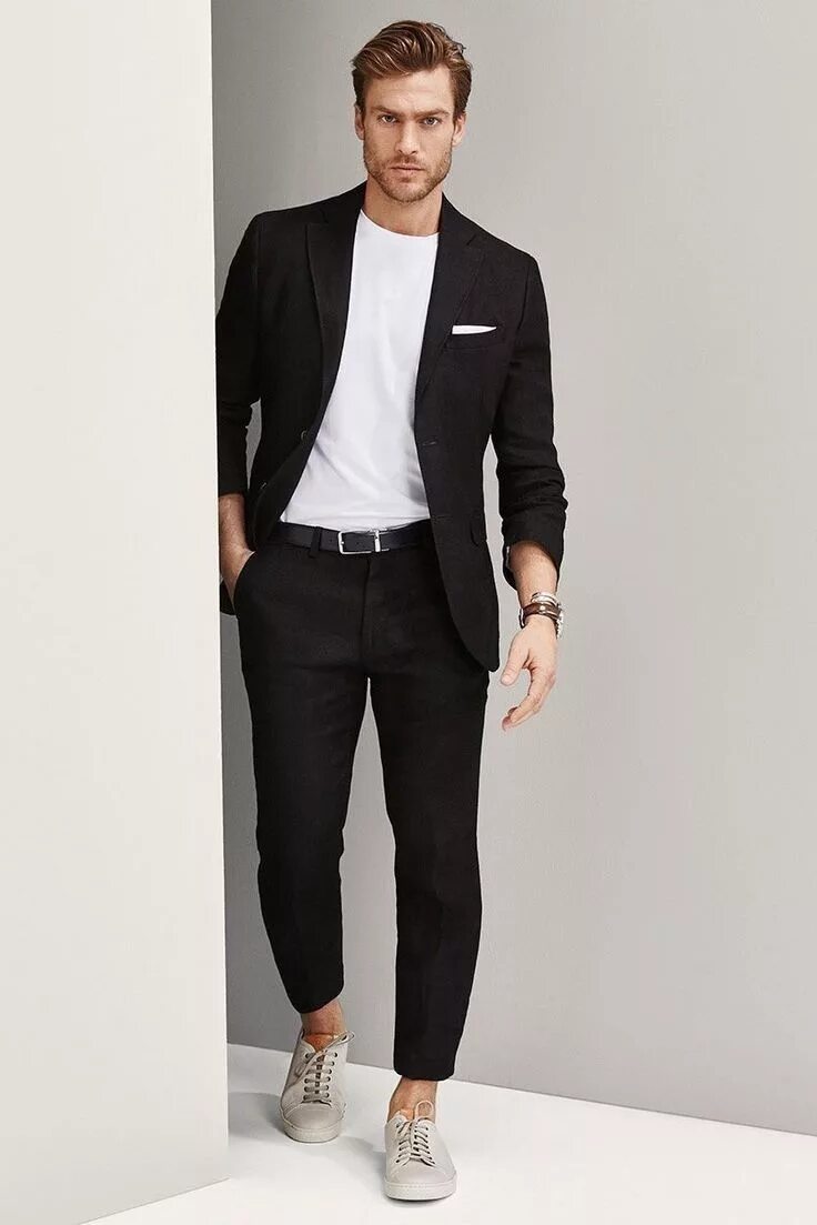 Navy Blue Formal Suit Men Blazer Smart Casual Men Suit With Pants Prom Coat Slim