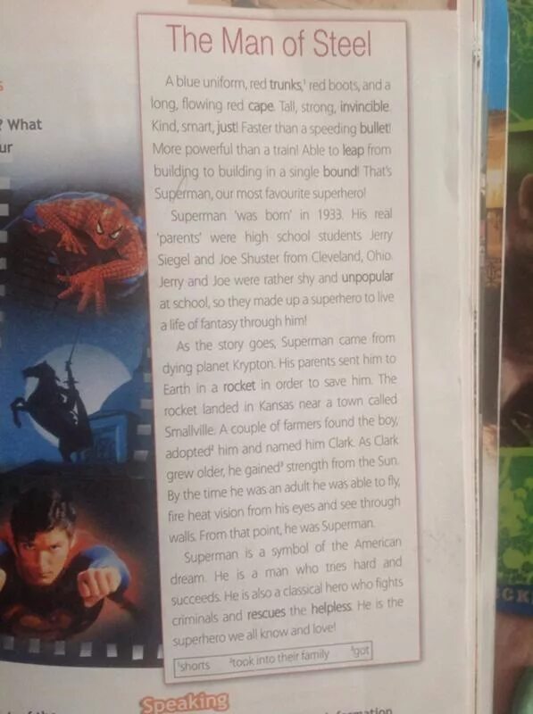 Текст the man of Steel. Перевод текста the man of Steel. The man of Steel краткий пересказ. The man of Steel английский язык 6 класс.