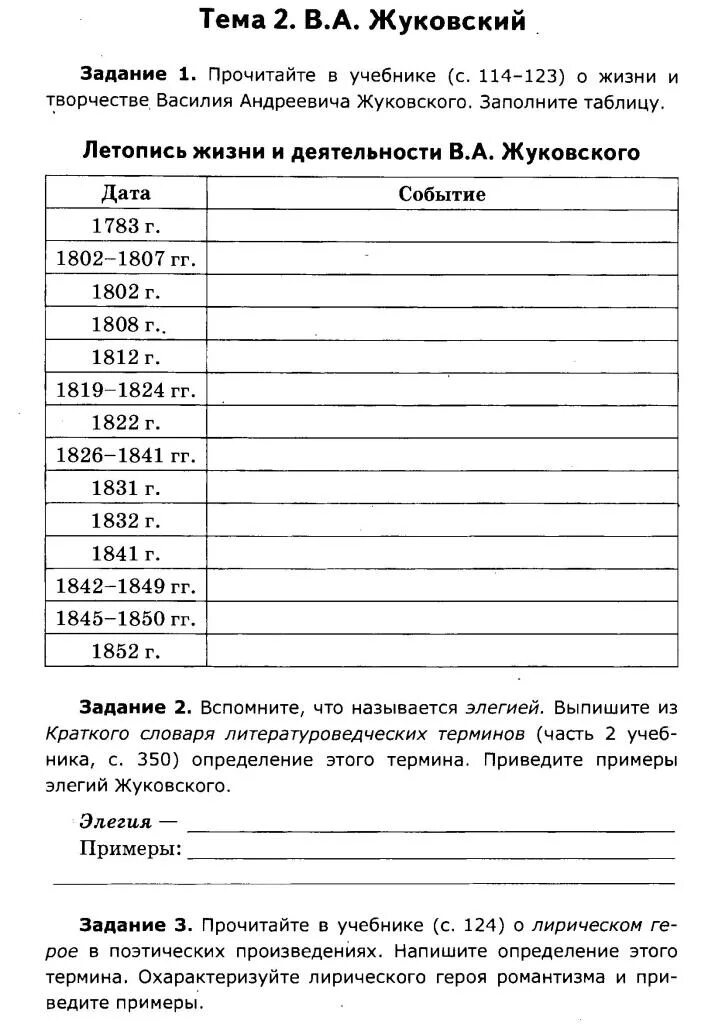 Рабочий лист жуковский 9 класс. Рабочий лист жуковский 9 класс