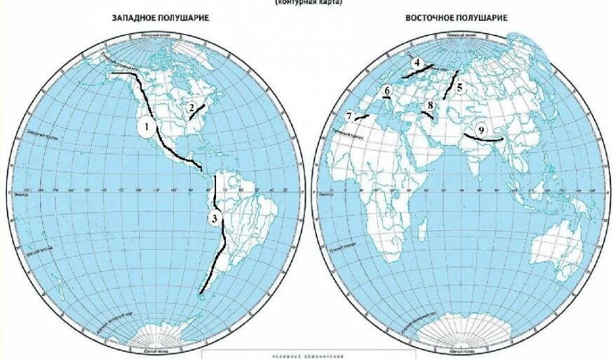 Физическая карта полушарий. Горы на контурной карте полушарий. Равнины на карте полушарий. Карпаты на контурной карте полушарий.