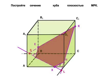 Сечение куба по трем точкам