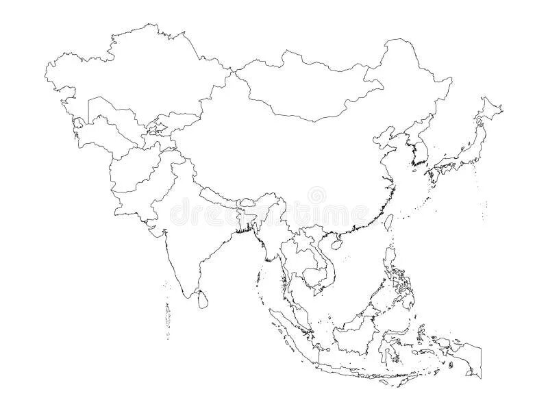 Контурные карты регионов азии. Южная и Юго-Восточная Азия контурная карта. Контурная карта Азии с границами. Политическая контурная карта Азии. Зарубежная Азия контурная карта.