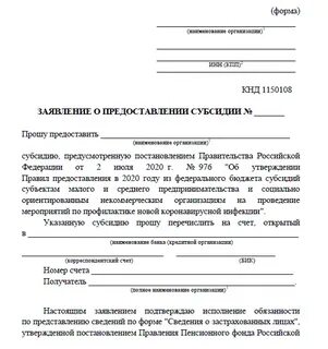 Заявка на федеральную субсидию