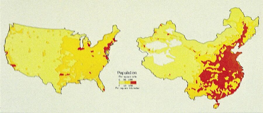 Расселение китая. Карта плотности населения Китая. Население Китая карта. Карта плотности Китая. Карта плотности населения КНР.
