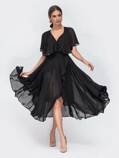 Длинное Черное Платье Из Шифона