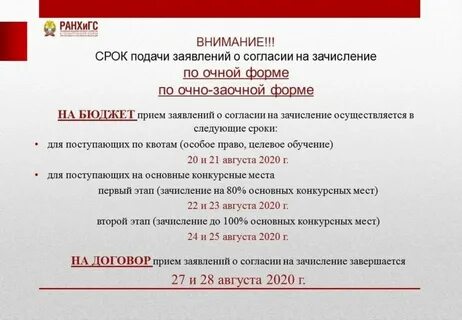 Время работы подачи документов
