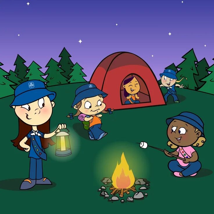 Camping for kids. Дети в походе. Поход мультяшный. Лагерь мультяшный. Поход рисунок.