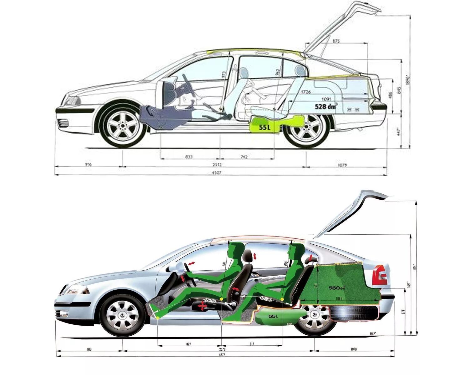 Octavia габаритные размеры. Skoda Octavia a7 габариты.