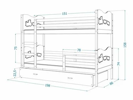 Чертежи двухъярусной кровати из дерева