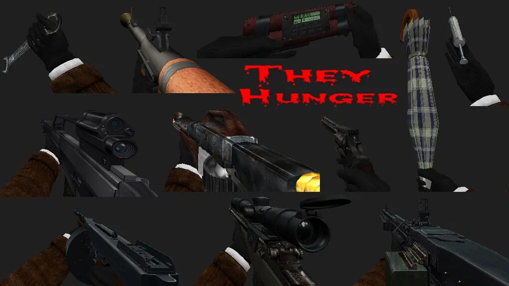 Half-Life they Hunger Weapons. Half Life Mod they Hunger оружие. They Hunger модификация для half Life. Half Life 1 оружие.