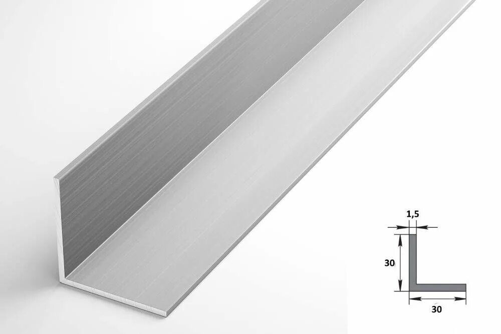 095. Профиль 16мм алюминиевый с рассеивателем. Угловой профиль 30 30. 5x1000 мм. Угловой профиль 30 30.