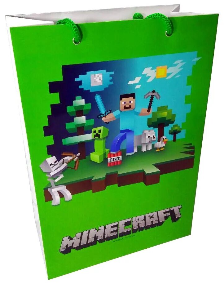 фигурка стива майнкрафт 2 д. большой подарочный пакет. пакет майнкрафт. сменный пакет майнкрафт. подарки с майнкрафтом.
