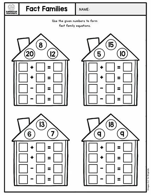 Fact Family. Fact Families Worksheets. Домик соседи чисел 1 класс раскраска. Family in the House Worksheet.