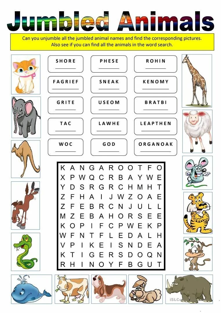 Animals wordsearch