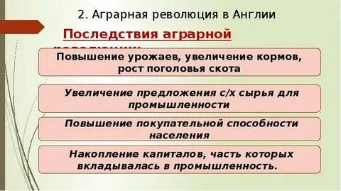 Следствием аграрной революции в англии является ответ