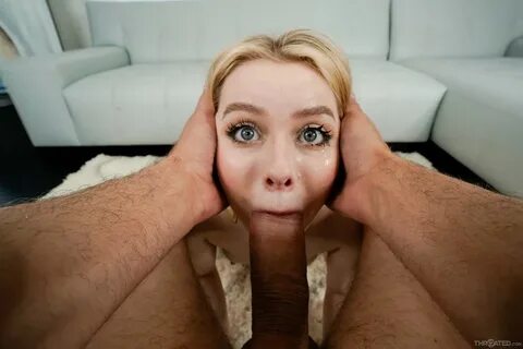 Blonde girl Haley Spades goes cross eyed while being throat fucked.