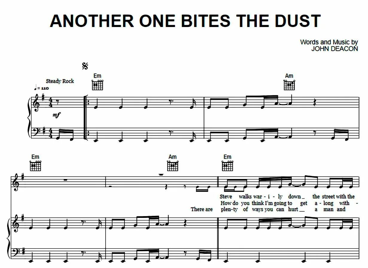 One of them and another one. Another one bites the Dust Ноты для фортепиано. Another one bites the Dust Ноты. Another one bites the Dust Queen Ноты для фортепиано. Queen - another one bites the Dust Ноты для бас гитары.