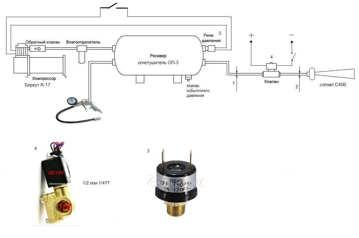Схема подключения сигнала с компрессором. Клапан пневмосигнала с 40. Схема подключения пневмогудка на машину. Реле регулятор давления пневмоподвески.