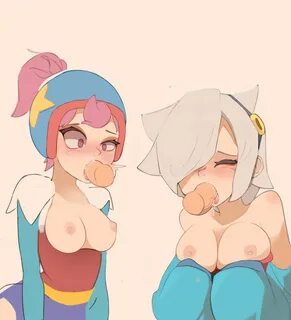 2boys 2girls big breasts blowjob brawl stars breasts out closed eyes colett...