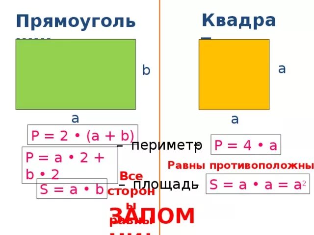 Как найти площадь и периметр 4 класс. Площадь и периметр прямоугольника 3 класс. Площадь и периметр прямоугольника 3 класс формула. Формула периметра прямоугольника и квадрата 2 класс. Площадь квадрата и прямоугольника 3 класс.