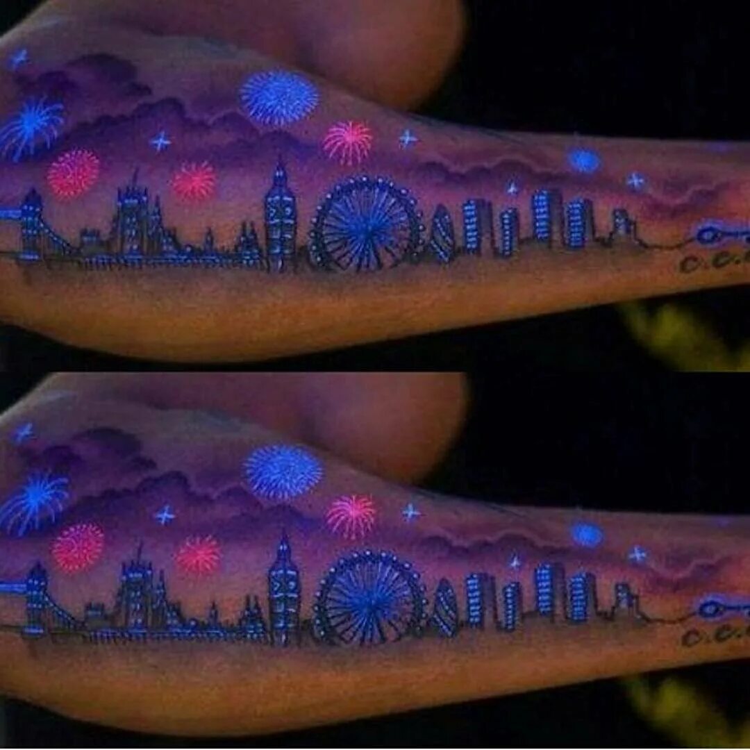 тату ультрафиолет. тату люминесцентной краской. люминесцентные тату. тату ультрафиолет. тату светящиеся в ультрафиолете.