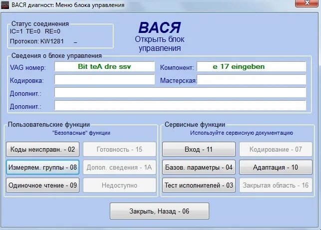 Подключение васи диагноста