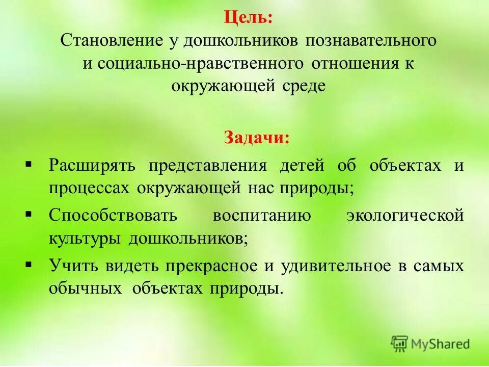 Формирование нравственных отношений к природе. Гуманное отношение к природе. Ценности экологического воспитания. Цель экологического воспитания дошкольников. Формирование нравственных отношений к природе.