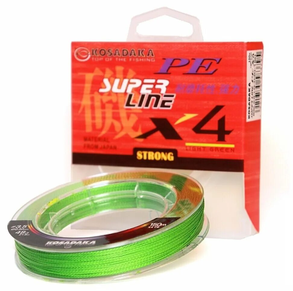 "kosadaka" super pe x4 light green 0. леска: super pe56lb. Line pe. леска плетен. плетеный шнур kosadaka super pe x8 dark green 150м.
