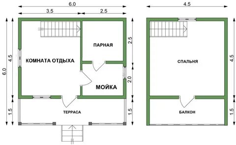 Баня 6х6 с мансардой