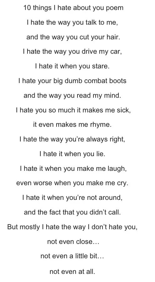Перевод песни i hate you. 10 Things i hate about you poem. 10 Thing hate about you. Ten things i hate about you. 10 Things i hate about you песня.