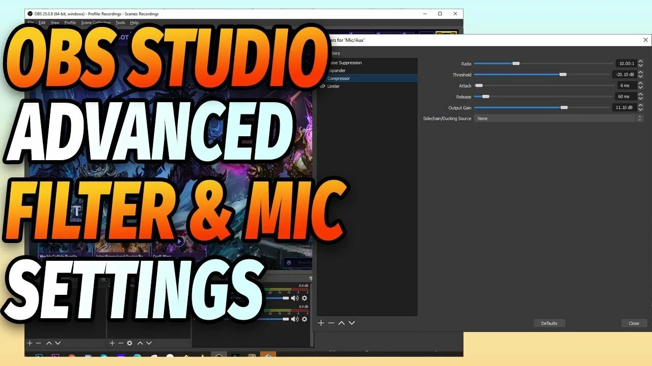 Obs advanced. Кинематографичный фильтр для obs studio. настройки компрессора в обс. image filter settings.