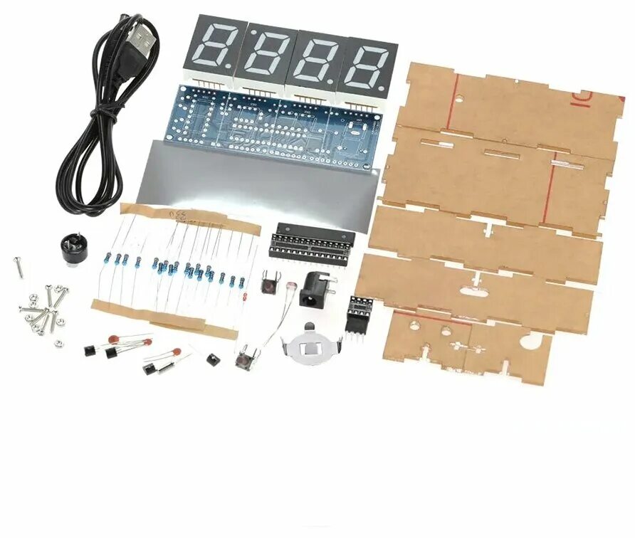 цифровые часы diy kit. набор для пайки электронных часов. часы набор c51. Nm7039box набор радиолюбителя для сборки настольных diy часов. набор спаяй сам часы.