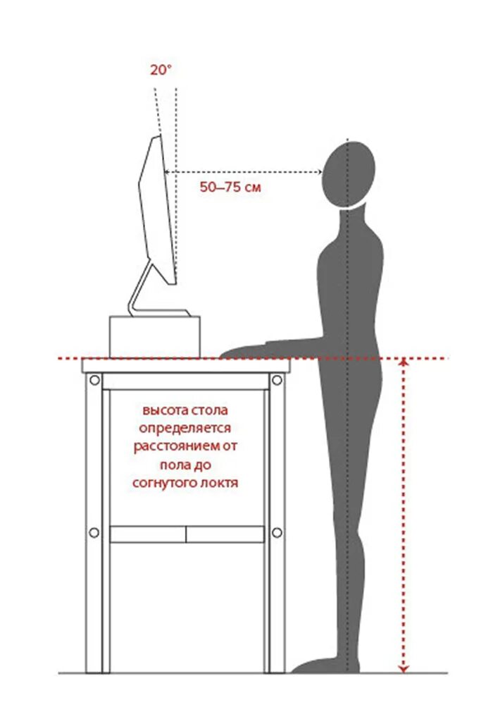 Эргономика рабочего места стоя. Высота стола эргономика. Высота стола для работы стоя за компьютером. Высота рабочего места для работы стоя.