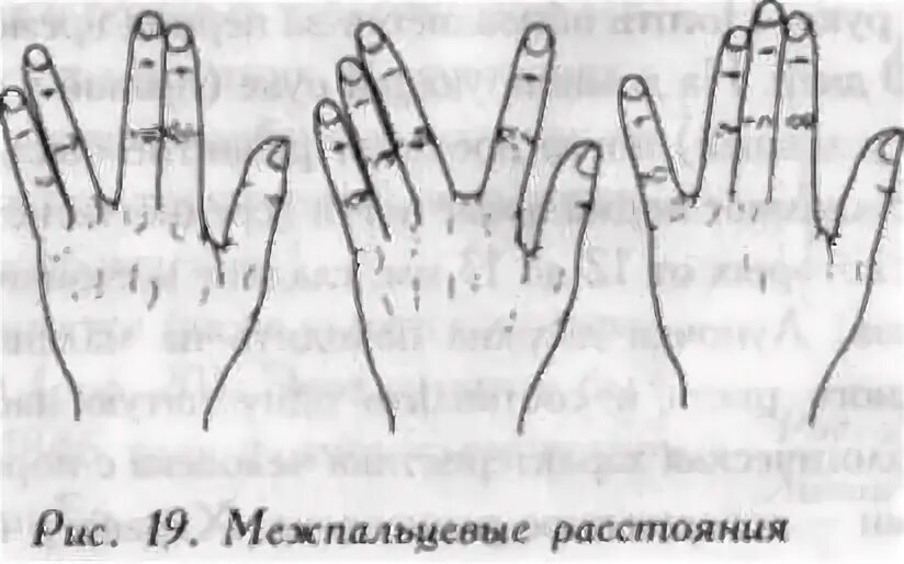 Расстояние между пальцами
