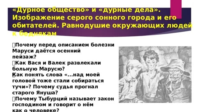 Характер маруси из рассказа в дурном обществе. Презентация к урокам в дурном обществе. Изображение города и его обитателей в повести "в дурном обществе".. Пан Тыбурций в дурном обществе. Короленко в дурном обществе образ серого сонного города.