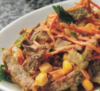 Салат с мясом свинины и морковью