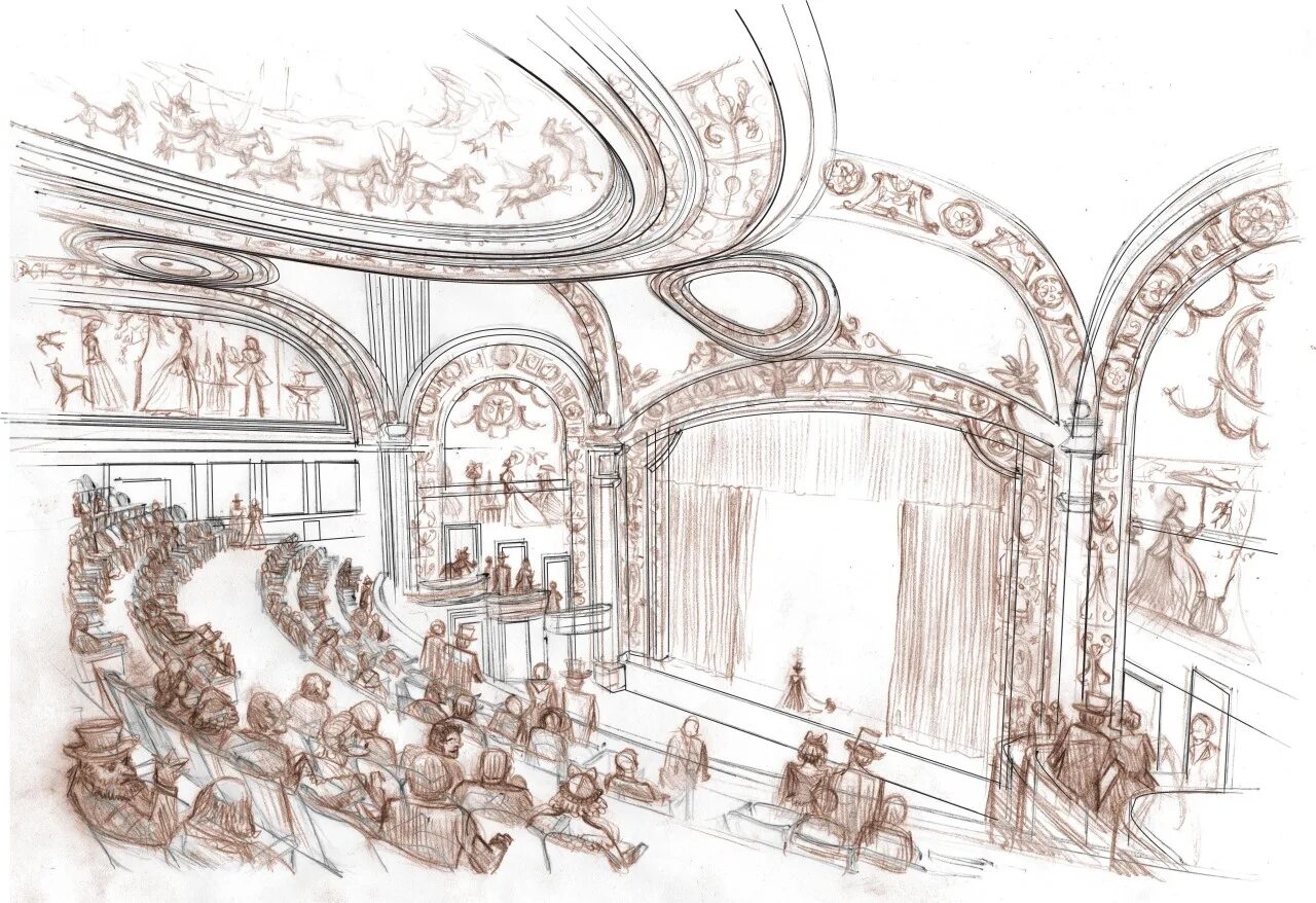 мистерии декорации эскизы. музыкальные зарисовки спектаклей. нарисовать сцену театра. камерная музыка рисунок. графические рисунки музыкантов.