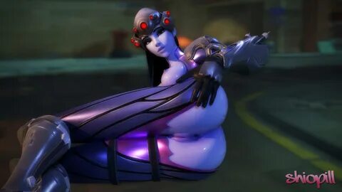 shiopill, widowmaker, overwatch, 3d, 1girls, anus, ass, blue hair, breasts,...