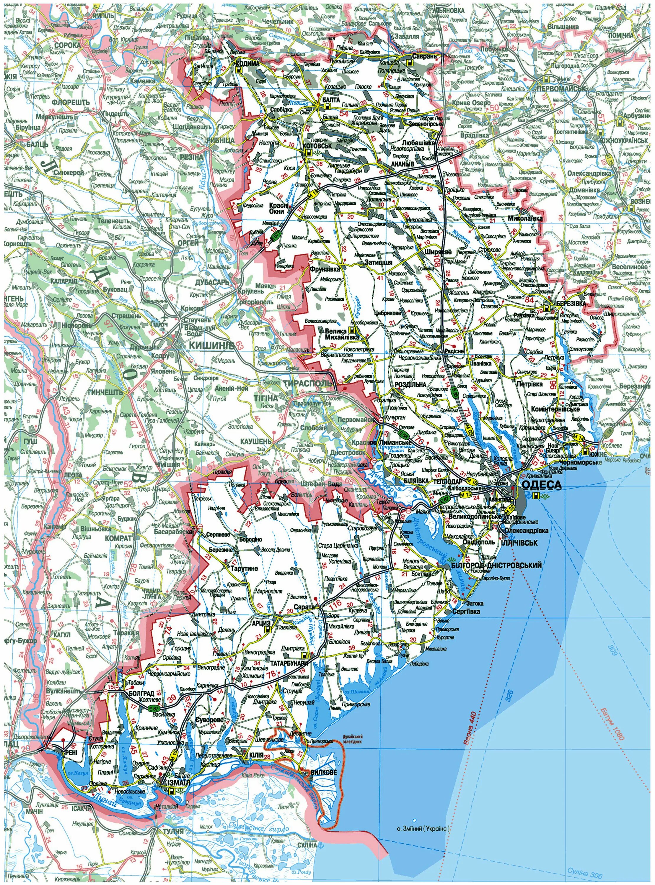 Карта Одесской области и Приднестровья. Карта Одесской обл. Подробная карта Одесской области с селами и городами. Карта Одессы и Одесской области.