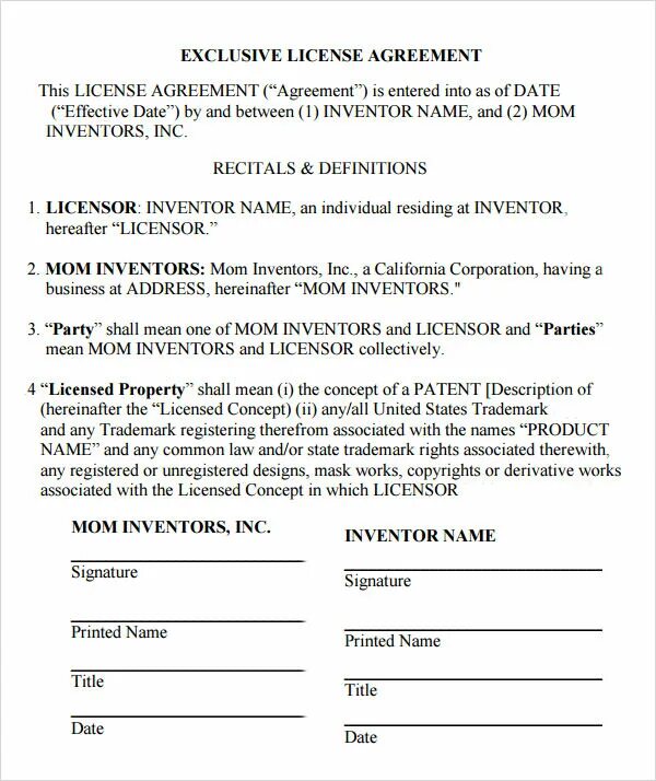 License contract. License agreement. license example. agreement template. agreement example.