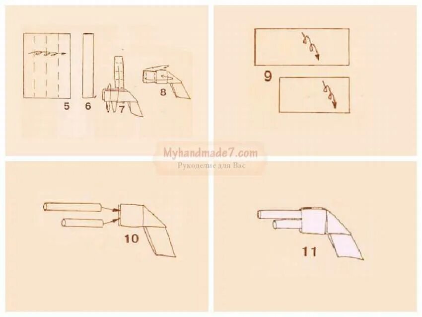 Оружие из бумаги без клея. Бумажный автомат схема.