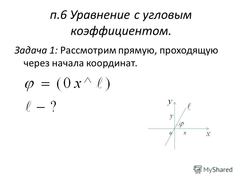 Угловой коэффициент прямой проходящей через. Угловой коэффициент прямой проходящей через