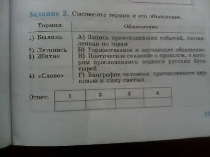 Соотнесите термин и определение былина